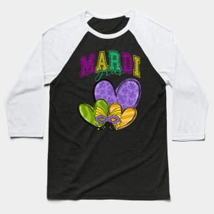 Mardi Gras Cute Hearts Women Girls Kids Baseball T-Shirt